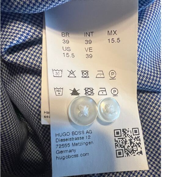 Hugo Boss Slim Fit Jason Blue Check Dress Shirt Size 15.5/39 - Picture 5 of 6